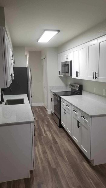 White cabinets black hardware